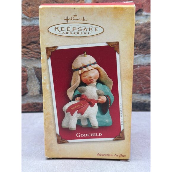Hallmark 2004 Keepsake Ornament Godchild Holiday Memory Shepard with Sheep - Picture 1 of 5